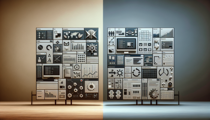 Porównanie zalet i wad Windows 11 oraz 10 z ikonami i elementami interfejsu.