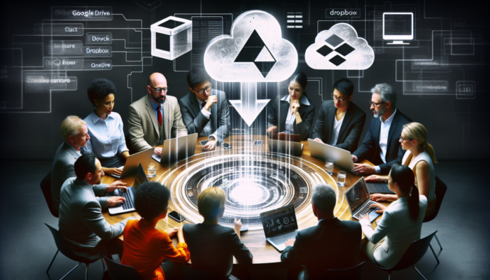 Polacy korzystaj?cy z aplikacji do backupu online, takich jak Google Drive, Dropbox i OneDrive, w nowoczesnym otoczeniu.