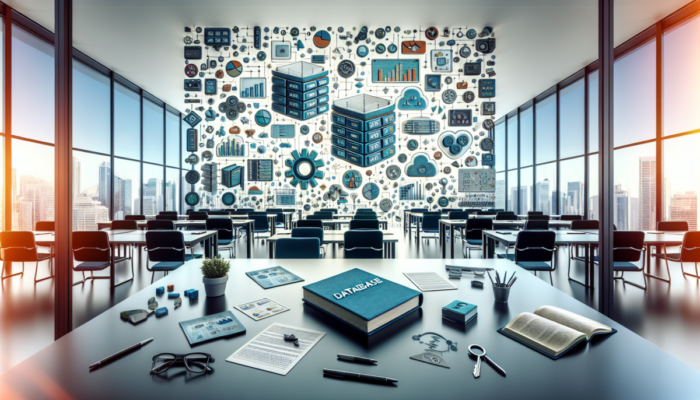 Ilustrowany przewodnik po oprogramowaniu do baz danych w nowoczesnym biurze.