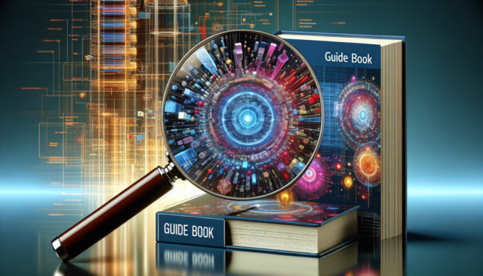 Ok?adka przewodnika z logo programów do baz danych, lup? i kolorowym diagramem bazy danych na nowoczesnym tle.