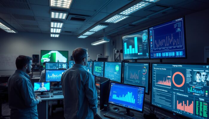 Inżynierowie w t?tni?cym polskim laboratorium porównuj? architektury GPU na ekranach, wy?wietlaj?c benchmarki wydajno?ci i efektywno?ci energetycznej po?ród symulacji medycznych i gamingowych.